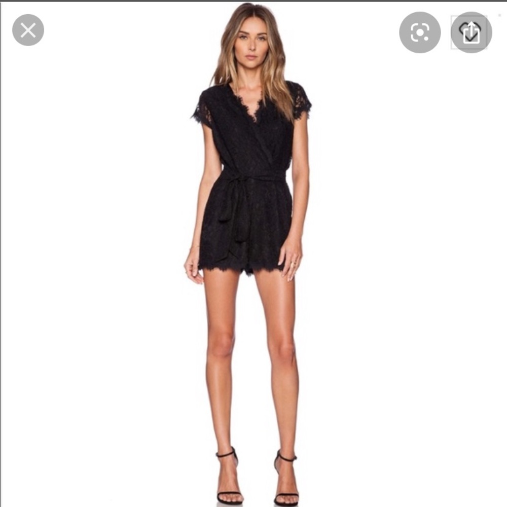 NWT DVF BLACK LACE ROMPER